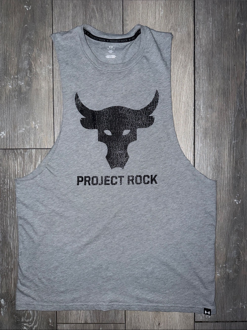 Under Armour Grey Project Rock Sleeveless Muscle Tank Large
